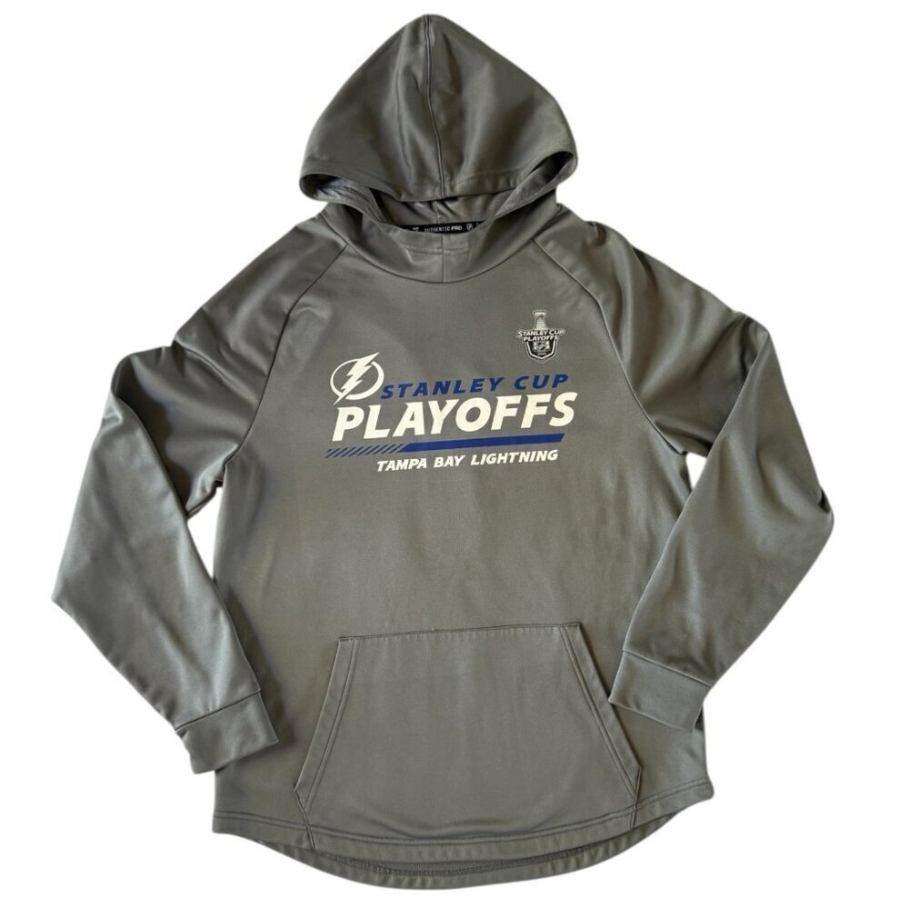 Fanatics Athletic Pro LARGE Tampa Bay Lightning Stanley Cup Champs  Hoodie Gray
